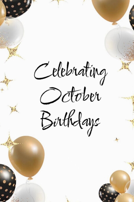 Copy of White Maximalist October Birthdays Banner 4' | PosterMyWall