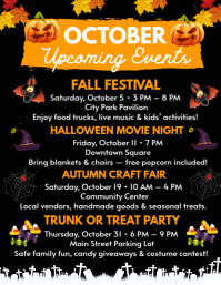 White Maximalist October Upcoming Events Flyer (us Letter) template