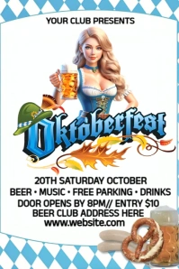 White Maximalist Octoberfest Party Flyer  Poster template