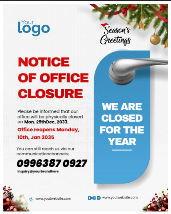 Closing Notification Temporary Closure Notice Flyers Template | PosterMyWall
