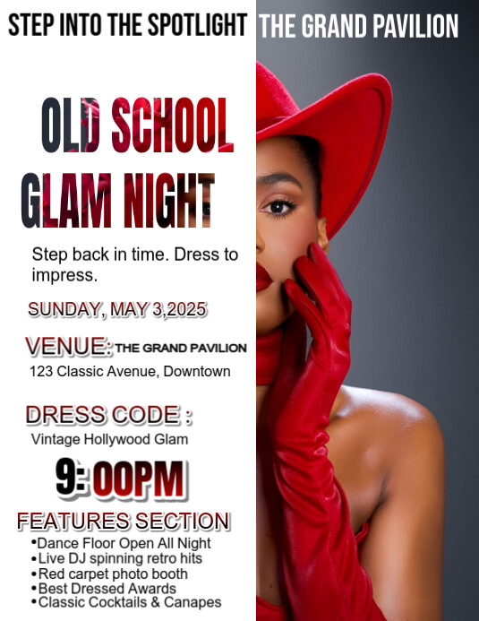 White Maximalist Old School Glam Night Flyer (us Letter) Template |  PosterMyWall