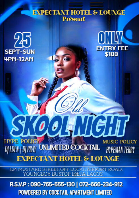 White Maximalist Old Skool Night Party Design A4 Template | PosterMyWall