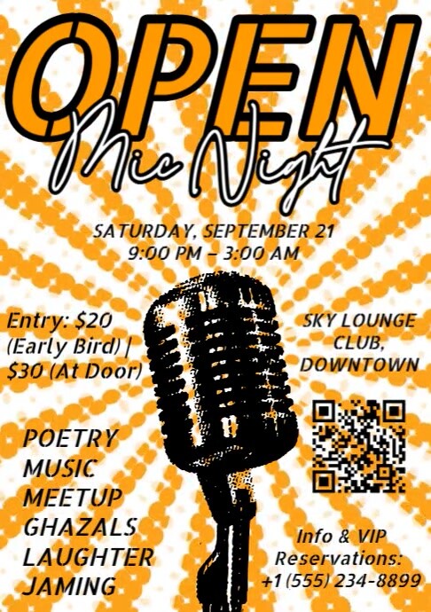 White Maximalist Open Mic Night   A4 template