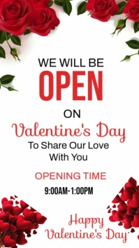 White Maximalist Open On Valentine's Day  Digital Display (9:16) template