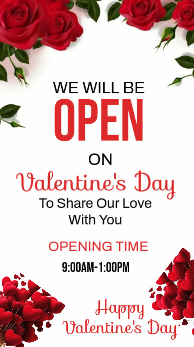White Maximalist Open On Valentine's Day  Digital Display (9:16) template