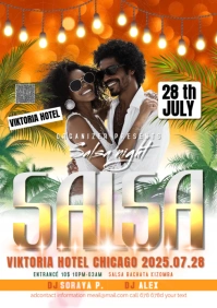 White Maximalist Orange And Palm Summer Green Salsa A4 template