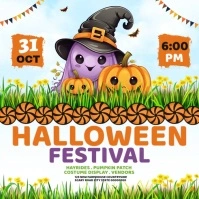 White Maximalist Orange Halloween Festival  Instagram Post template