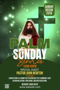 White Maximalist Palm Sunday Service Template Pinterest Graphic