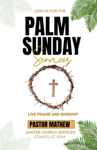 White Maximalist Palm Sunday Servies Tabloid template
