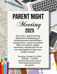 White Maximalist Parent Night Meeting Flyer (us Letter) template