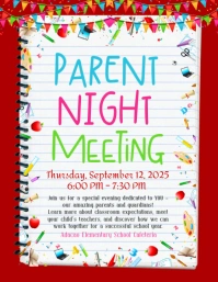 White Maximalist Parent Night Meeting Flyer  Flyer (us Letter) template
