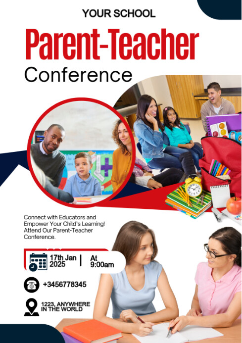 White Maximalist Parent-teacher Conference A4 Template | PosterMyWall