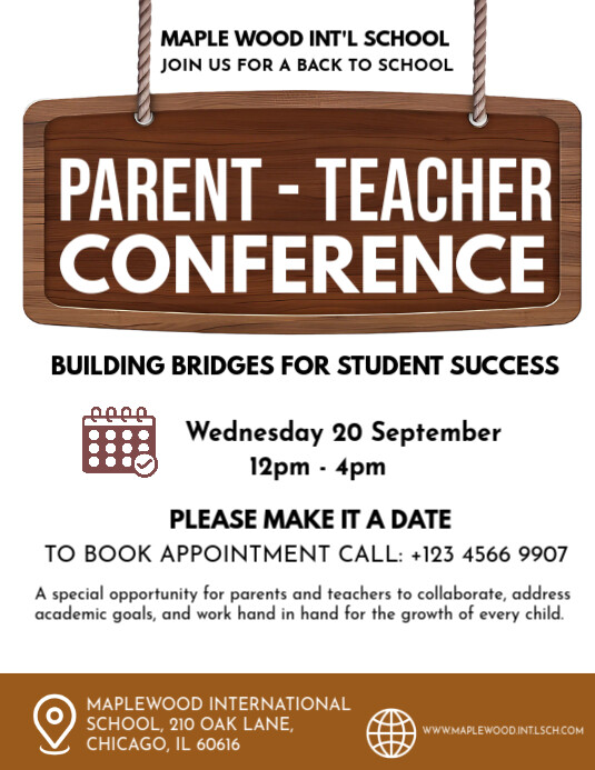 White Maximalist Parent Teacher Conference  Flyer (us Letter) Pamflet (VSA Brief) template