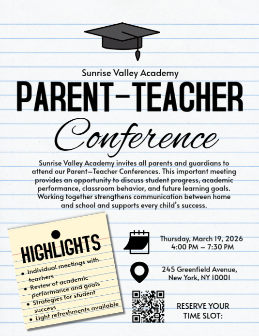 White Maximalist Parent Teacher Conferences Flyer (us Letter) Template ...