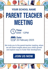 White Maximalist Parent Teacher Meeting A2 template