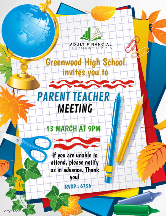 White Maximalist Parent Teacher Meeting Flyer (us Letter) Template ...