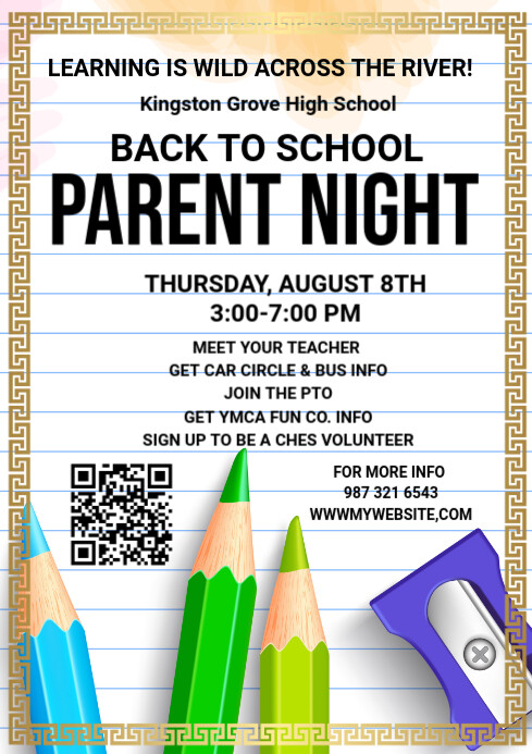 White Maximalist Parents Night Flyer A4 template