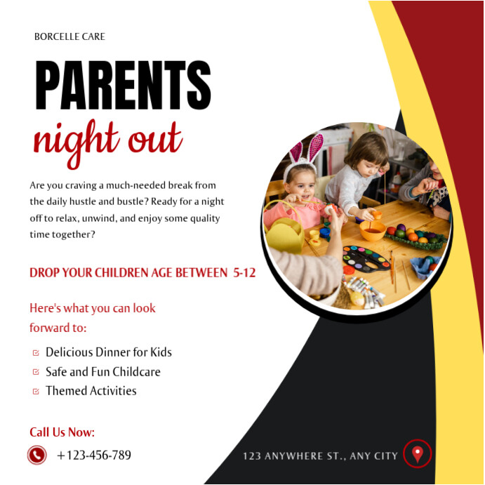 Plantilla de White Maximalist Parents Night Out Ad Poster Template ...