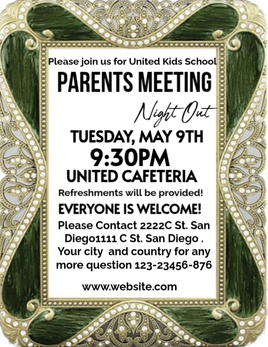 White Parents Meeting Flyers Template | PosterMyWall