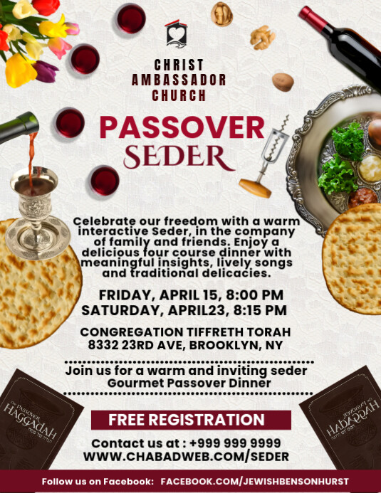Seder Event Program Samples White Maximalist Passover Seder Service Flyer (us Letter) Template ...