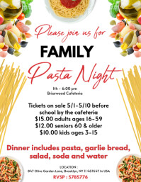 White Maximalist Pasta Night Flyer Template Flyer (us Letter)