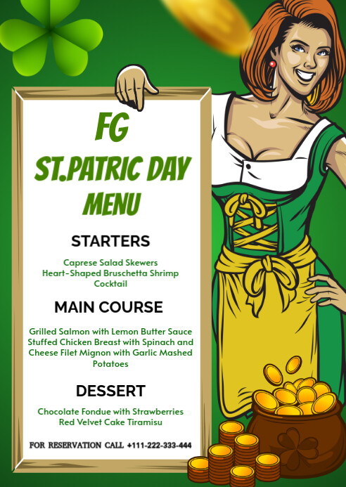 White Maximalist Patric Day Menu A6 template