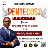 White Maximalist Pentecost Service  Church Event Flyer Logo template