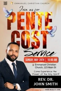 White Maximalist Pentecost Sunday Service  Poster template