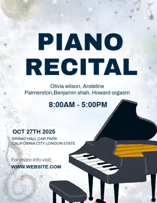White Maximalist Piano Recital Invitation Template Design Flyer (us Letter) Pamflet (VSA Brief)