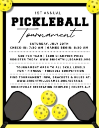 White Maximalist Pickleball Tournament Flyer Flyer (us Letter) template