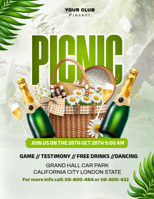 White Maximalist Picnic Hangout Template Flyer (us Letter)