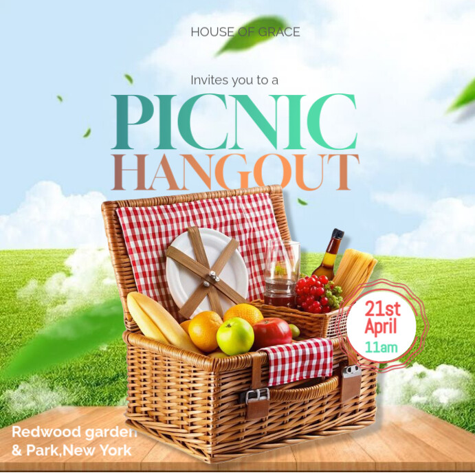 White Maximalist Picnic Instagram Post Template | PosterMyWall