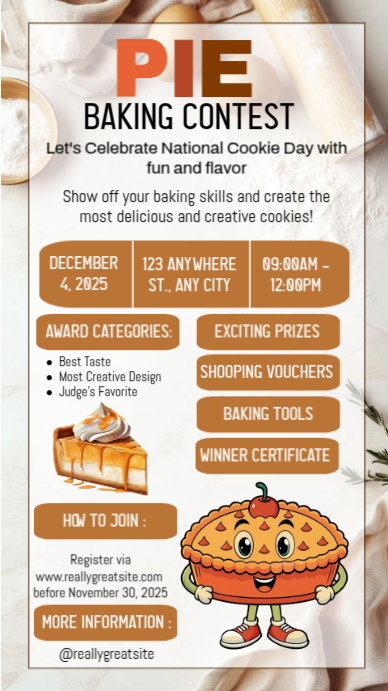 White Maximalist Pie Baking Contest Invitation Instagram Story Template ...
