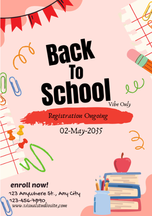 White Maximalist Pink And Black Joyful Back To School Poster A2 template