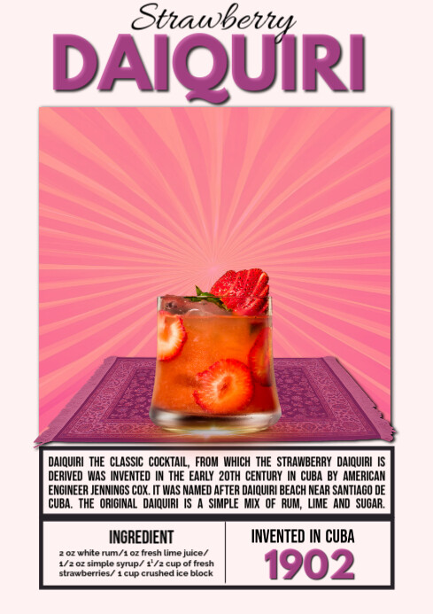 White Maximalist Pink And Black Strawberry Daiquiri  A2 template