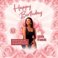 White Maximalist Pink Happy Birthday  Instagram Post template