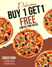 White Maximalist Pizza Flyer (us Letter) template