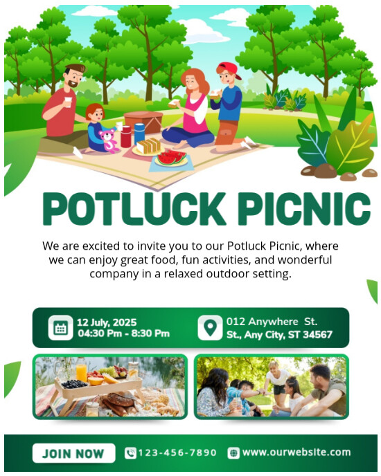 White Maximalist Potluck Picnic Instagram Portrait Template | PosterMyWall