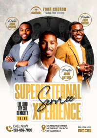 White Maximalist Pray Church Service A2 template