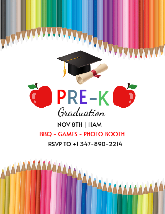 White Maximalist Pre-k Graduation Flyer (us Letter) template