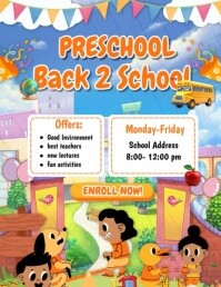 White Maximalist Preschool Back 2 School Flyer (us Letter) template