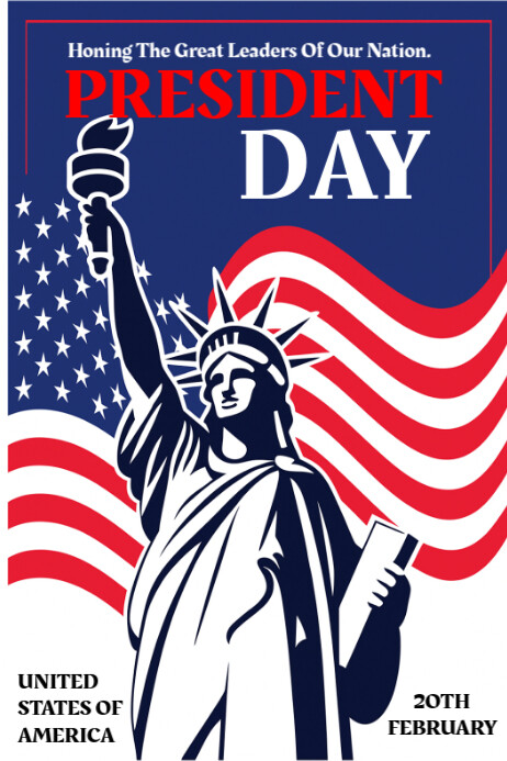 White Maximalist President Day Poster Plakkaat template
