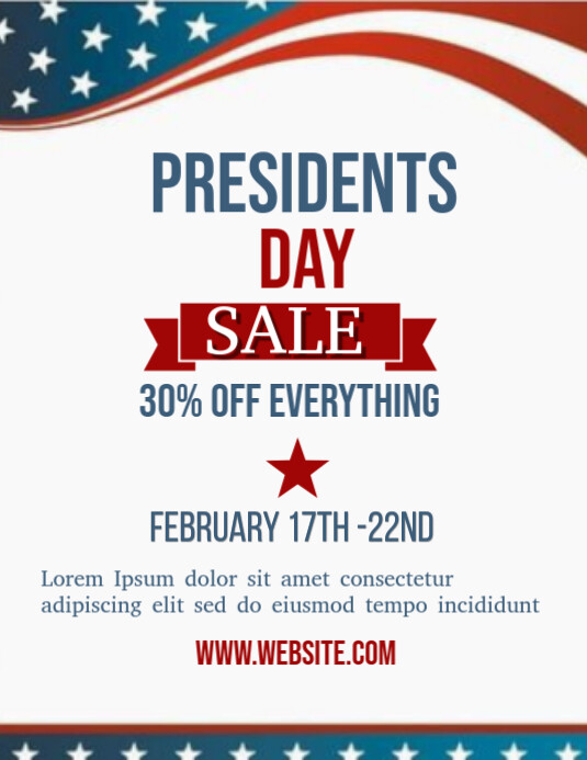 White Maximalist Presidents' Day  Flyer (us Letter) template