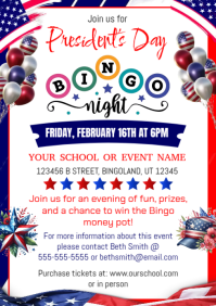 White Maximalist Presidents Day Bingo Night Invitation A4 template
