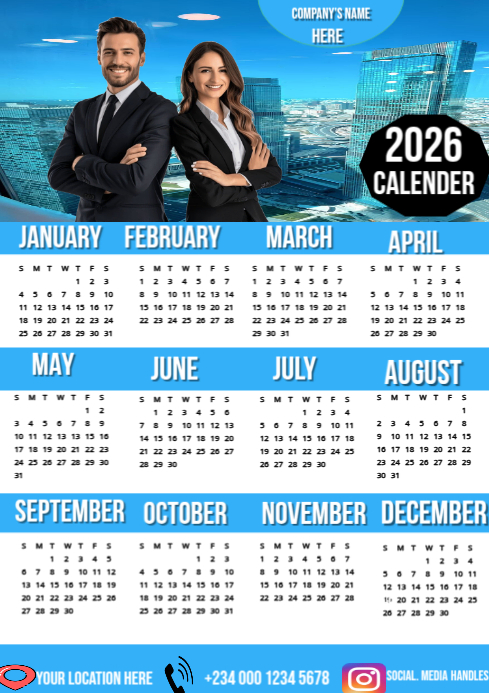 Plantilla de White Maximalist Printable New Year Calendar 2026 A4 ...