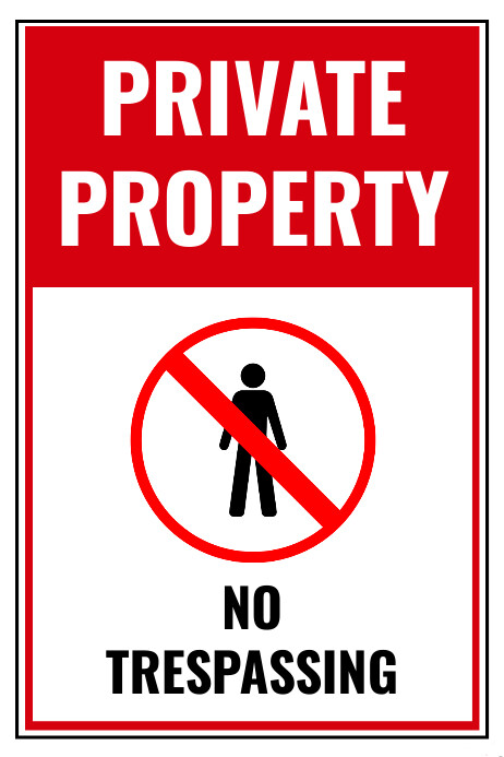White Maximalist Private Property No Trespass Poster template