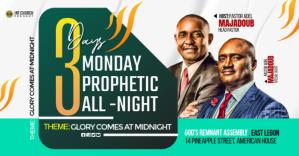 White Maximalist Prophetic All Night Service Ad Facebook Shared Image template