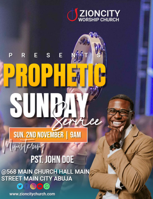 Copy of White Maximalist Prophetic Worship Service Flyer (us Letter ...