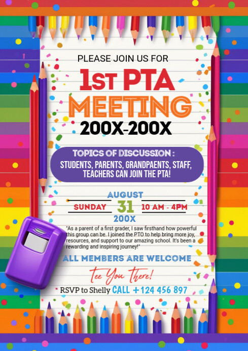 White Maximalist Pta Meeting Flyer A4 template