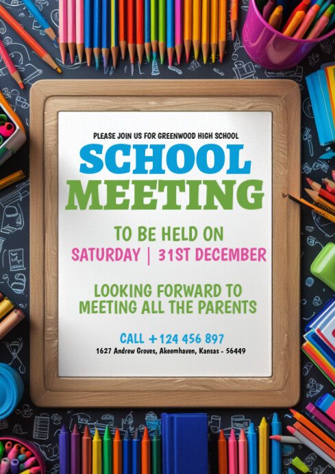 White Maximalist Pta Meeting Flyer A4 template